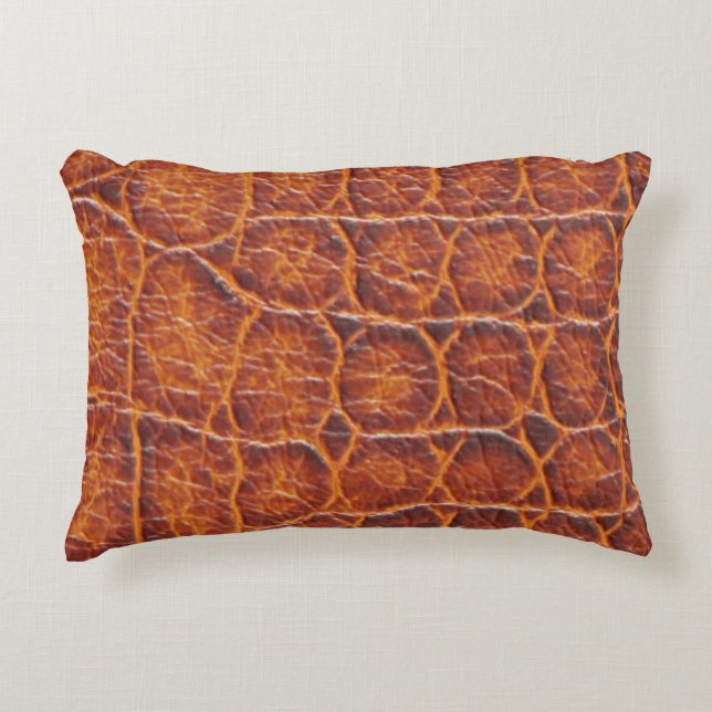 Reddish Brown Alligator Skin Print Accent Pillow (Front)