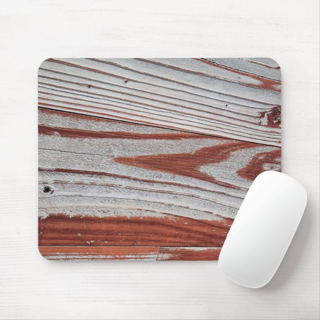 Reddish Brown Faded Paint on Wood Mouse Pad (With Mouse)