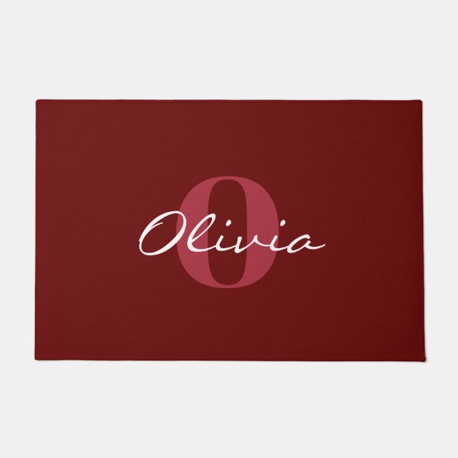 Reddish Brown Personalized Name Monogram Doormat (Front)