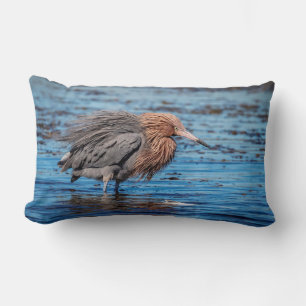 Reddish Egret on North Beach Lumbar Pillow