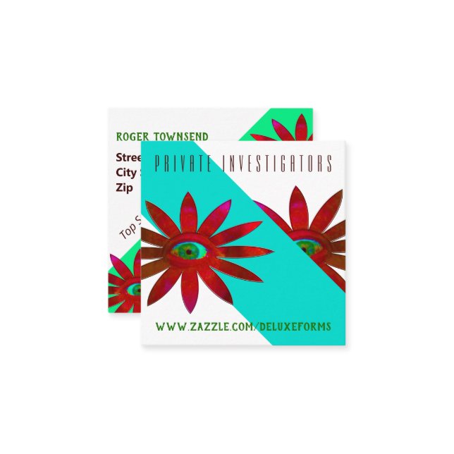 Reddish Eye Flower Square Business Card (Front/Back In Situ)