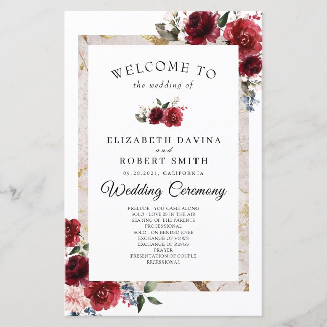 Reddish Floral Elegant Rustic White Wedding (Front)