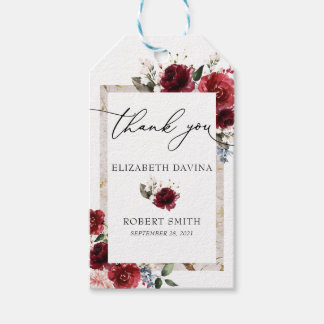 Reddish Floral Elegant Rustic White Wedding Gift Tags