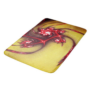 Reddish fractal lizard on soft rough ochre texture bath mat