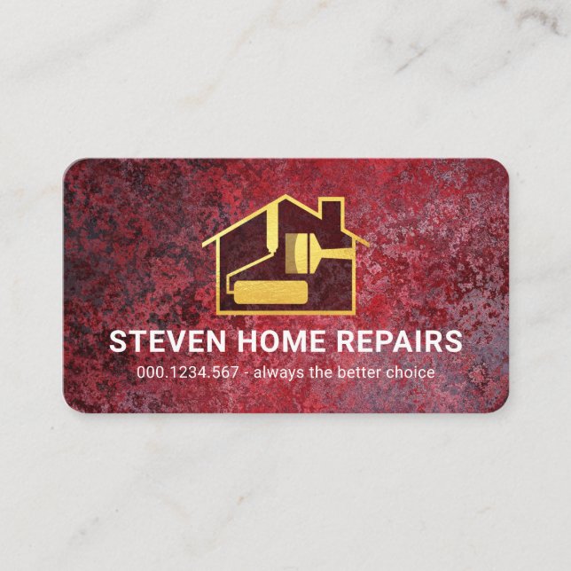 Reddish Grunge Paint Painter Service Business Card (Front)