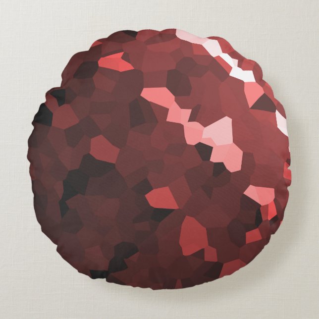 Reddish Hue Crystallized Pattern Round Pillow (Front)