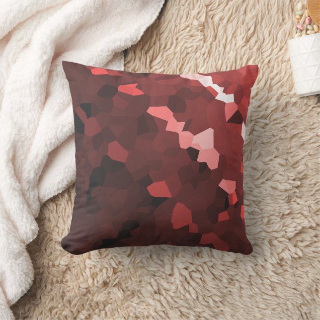 Reddish Hue Crystallized Pattern Throw Pillow (Blanket)