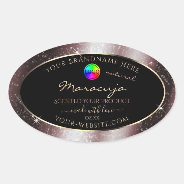Reddish Metal Glitter Frame Product Label and Logo (Front)