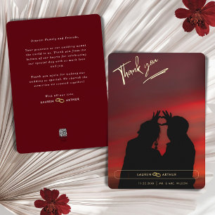 Reddish Modern Chic Minimal Photo Wedding Thankyou