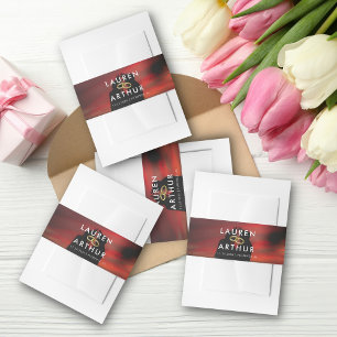 Reddish Modern Chic Ultra Minimal Photo Wedding Invitation Belly Band
