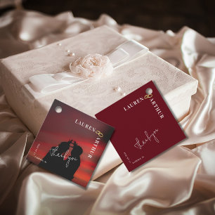 Reddish Modern Ultra Chic Minimal Photo Wedding Favour Tags