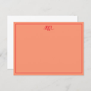 Reddish Orange and White Minimal Note Card