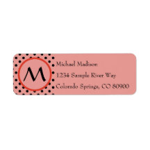 Reddish Orange Polka Dot Monogram