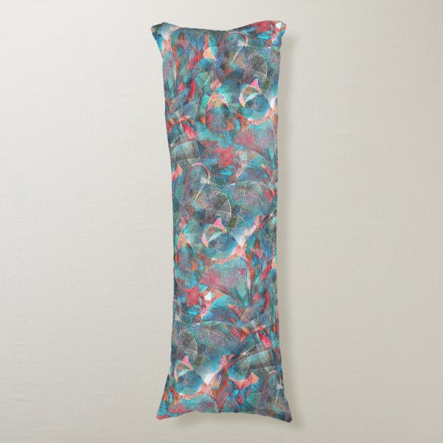 Reddish peach and cyan spots on sketchy rough wall body pillow (Front Vertical)