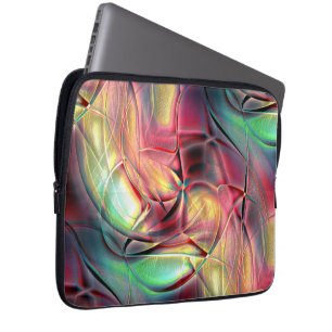 Reddish to green colourful crumpled 'beach cloth'  laptop sleeve