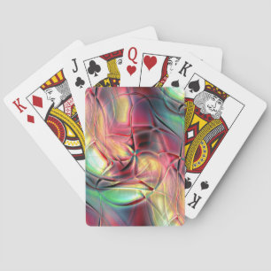 Reddish to green colourful crumpled 'beach cloth' playing cards