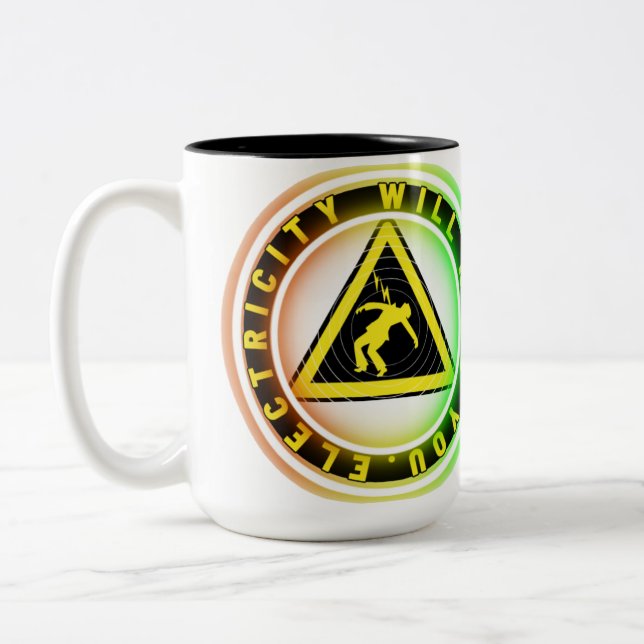 reddy kilowatt electricity will kill you  Two-Tone coffee mug (Left)