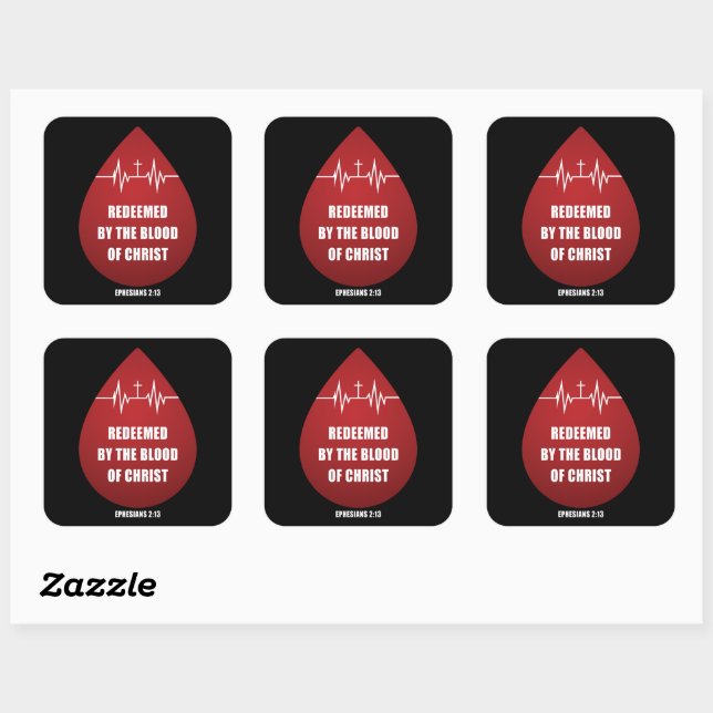 Redeemed by the Blood of Christ – Christian Faith  Square Sticker (Sheet)