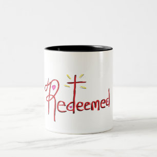 Redeemed Christian Faith Cross Hearts  Two-Tone Coffee Mug