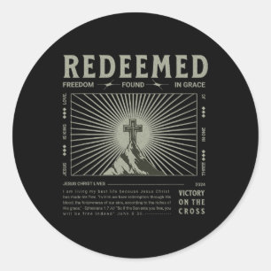 Redeemed Cross Christian Easter Ephesians Men Wome Classic Round Sticker