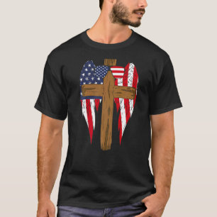 Redeemed Cross Nails Mens Christian American Flag T-Shirt
