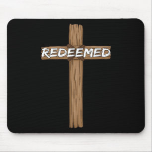 Redeemed Jesus Christian Cross God Faith Bible Rel Mouse Pad