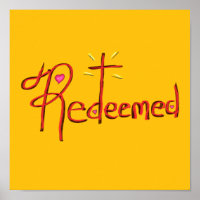 Redeemed with Cross and Hearts Yellow