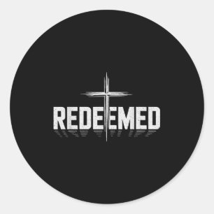 Redeemed With Cross Christian Men  Classic Round Sticker