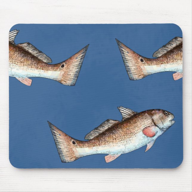 Redfish and Redfish Tails (blue) Mouse Pad (Front)