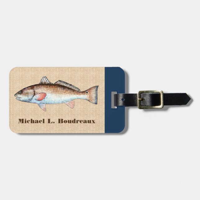 Redfish (Blue Accent) Luggage Tag (Front Horizontal)