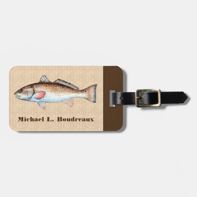 Redfish (Brown Accent) Luggage Tag (Front Horizontal)