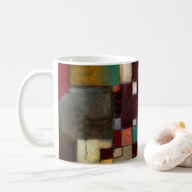 Redgreen and Violet-Yellow Rhythms, Paul Klee Art Coffee Mug (With Donut)