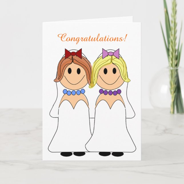 Redhead and Blond Brides Lesbian Wedding Card (Front)