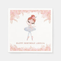 Redhead Ballerina in White Dress Floral Birthday