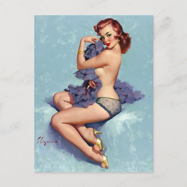 Redhead Beauty Pin Up Postcard (Front)