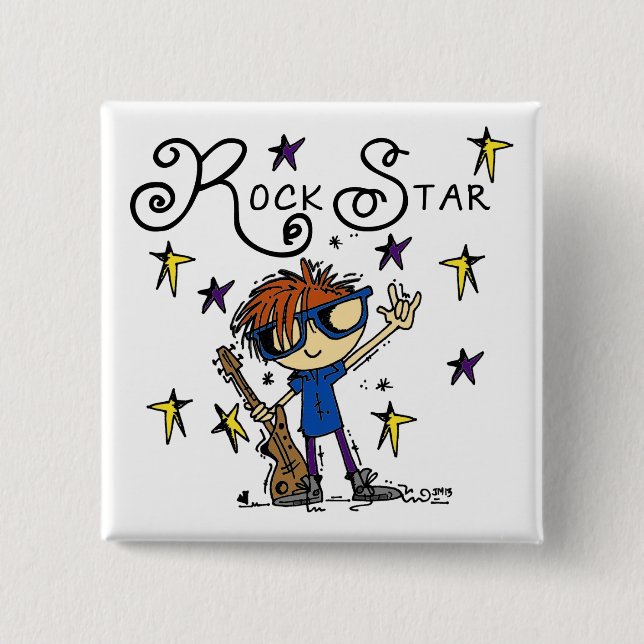 Redhead Boy Rock Star 2 Inch Square Button (Front)