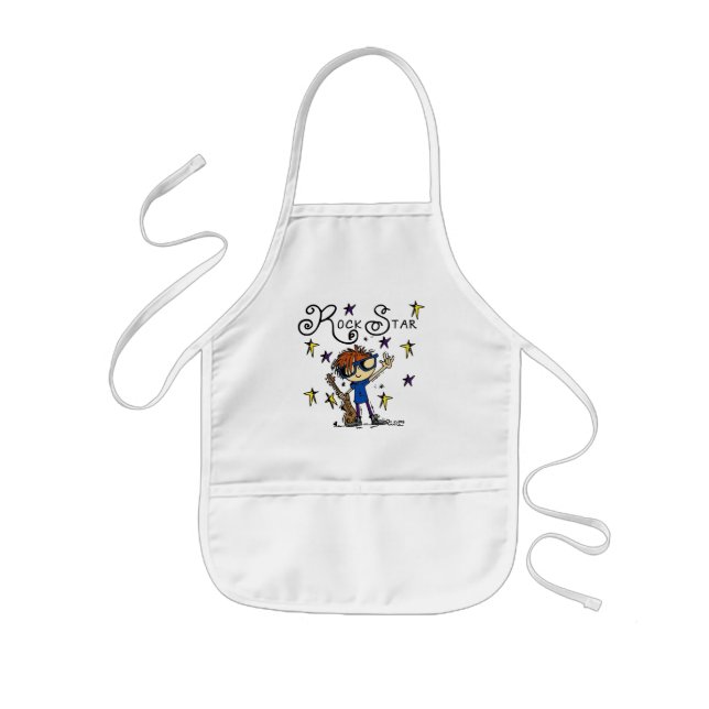 Redhead Boy Rock Star Kids Apron (Front)