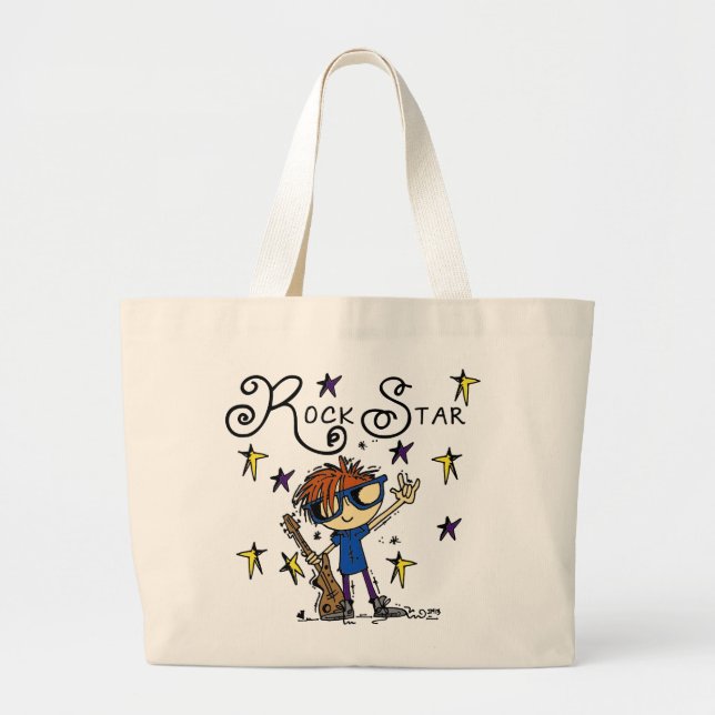 Redhead Boy Rock Star Large Tote Bag (Front)