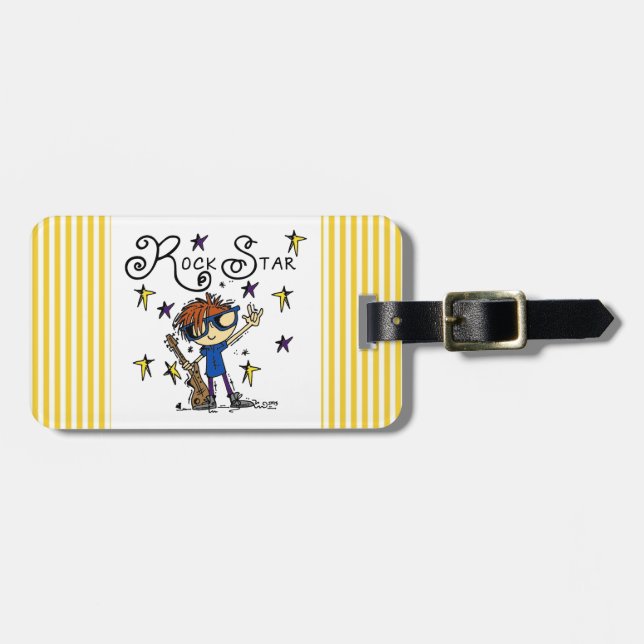 Redhead Boy Rock Star Luggage Tag (Front Horizontal)