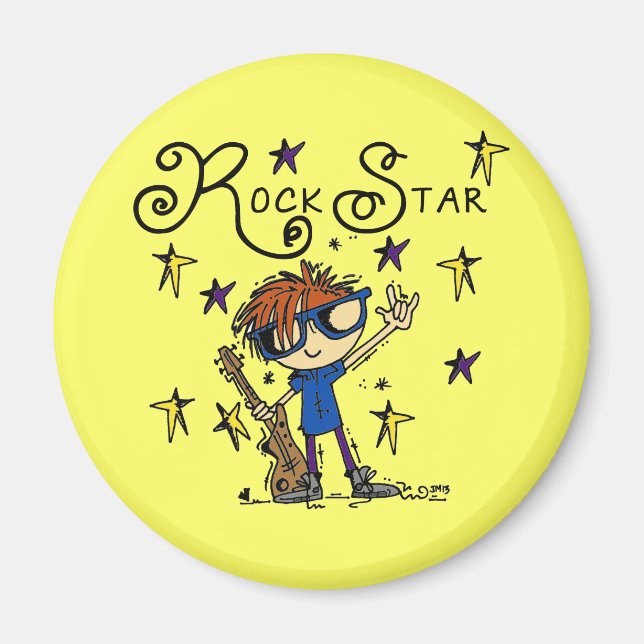 Redhead Boy Rock Star Magnet (Front)