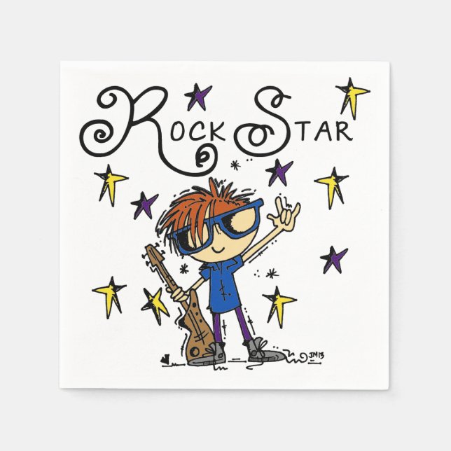 Redhead Boy Rock Star Napkin (Front)