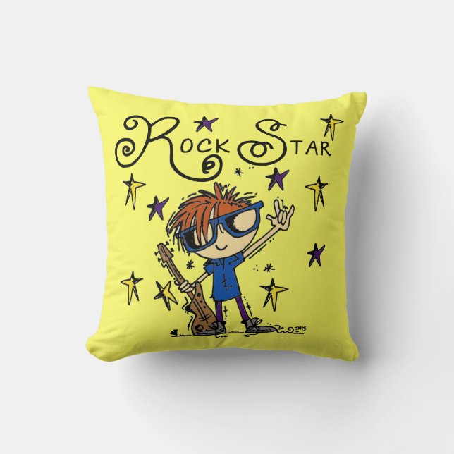 Redhead Boy Rock Star Throw Pillow (Front)