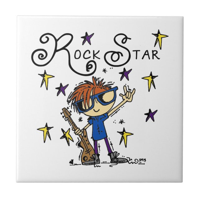 Redhead Boy Rock Star Tile (Front)