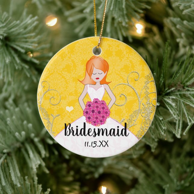 Redhead Bridesmaid Favours You Choose Colours Ceramic Ornament (Tree)