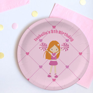 Redhead Cheerleader Girl Cute Kids Birthday Party Paper Plate