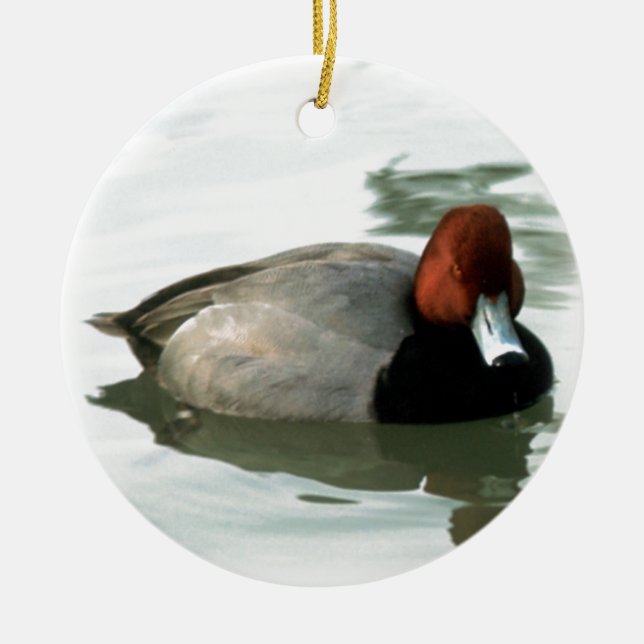 Redhead Duck Ceramic Ornament (Front)