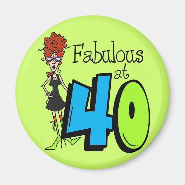 Redhead Fabulous at 40 Birthday Magnet (Front)