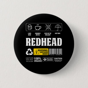Redhead Ginger Freckles Redheads Red Hair Gift 2 Inch Round Button