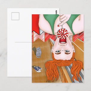 Redhead girl at the stadium. Naughty girl  Postcard