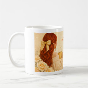 Redhead Girl Coffee Mug Cute Feminine Floral Mug